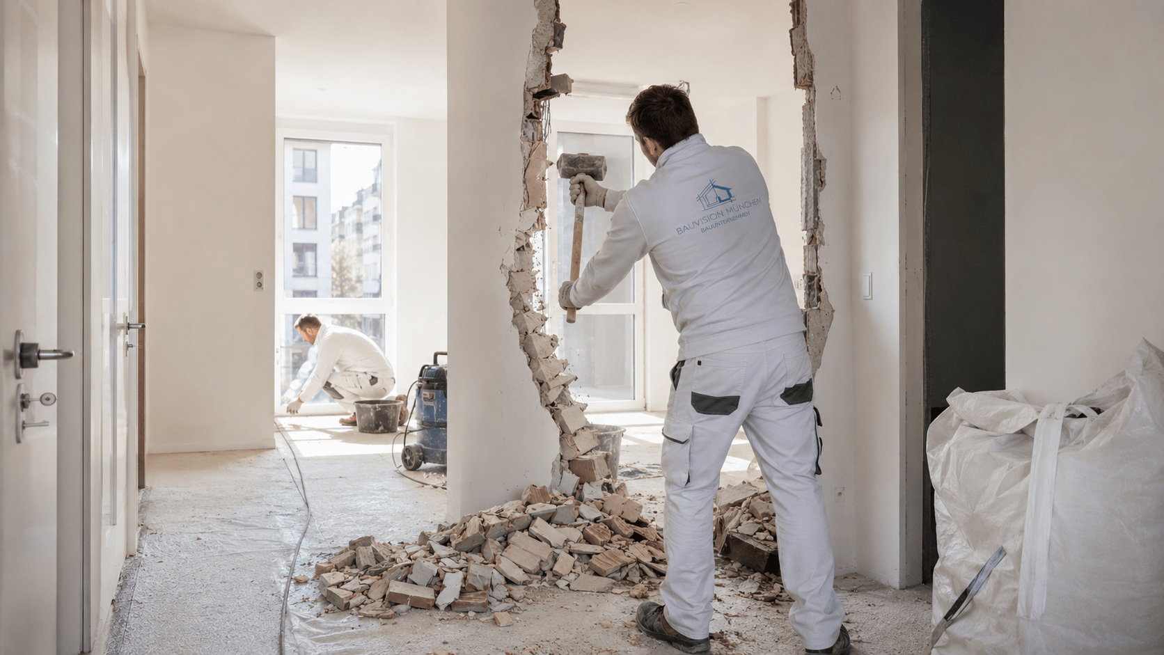 Saubere Abbrucharbeiten auf engem Raum in München durch BauVision München